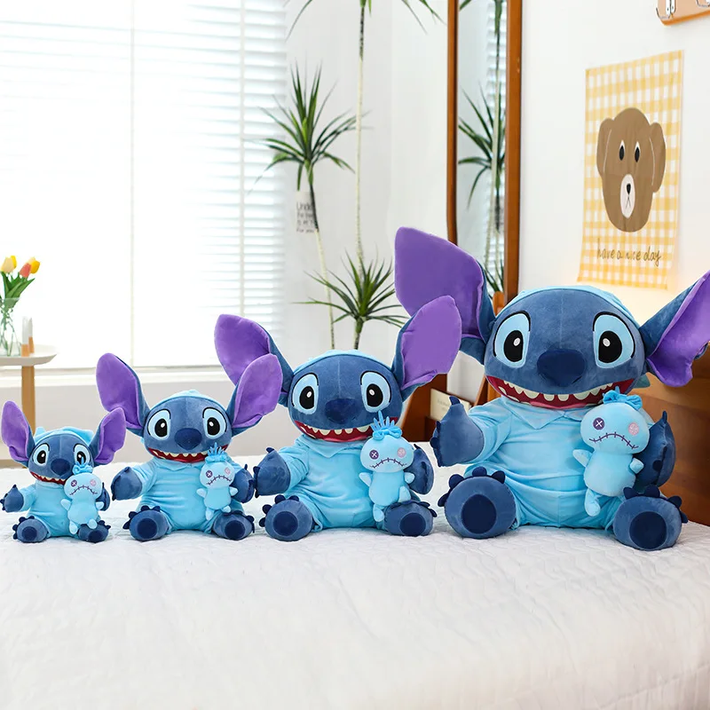 Disney Lilo & Stitch Scrump juguetes de peluche pijamas Kawaii Anime Plushie muñecas Stitch almohadas de peluche suaves regalos de navidad para niños