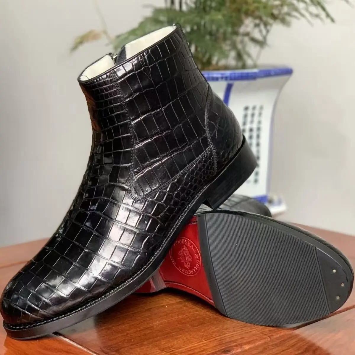 2025 new arrival winter crocodile skin wool liner Boots men, PDD688 view 5