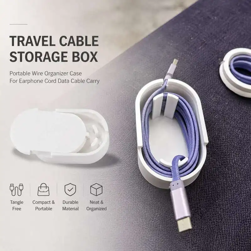 Portable Travel Wire Storage Case Compact Cable Organizer Box For Data Cord Earphone Wire