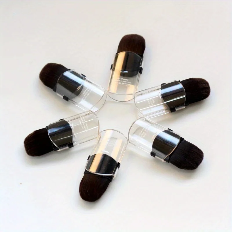 فرشاة مكياج أحمر الخدود تلسكوبية صغيرة محمولة للسفر، فرش بودرة أساس ناعمة ذات وجه واحد مع غطاء أدوات تجميل #4