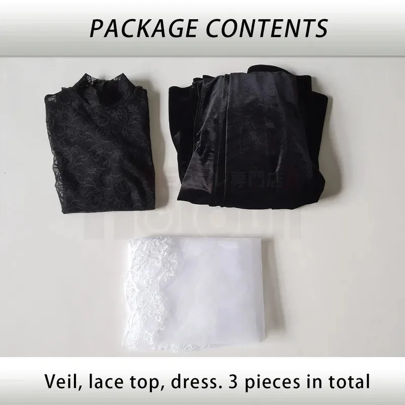 사카모토 데이즈 애니메이션 오사라기 오더 코스프레 의상 롱 레이스 셔츠 블랙 드레스 베일 데일리 웨어 코스 컨벤션 선물 fy1;