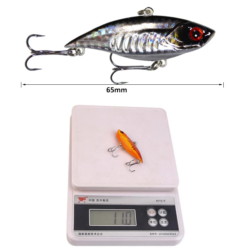 Señuelo de pesca VIB, cebo de Metal duro con vibración Artificial, ojo 3D, Wobbler, 6,5 cm, 11g, para río oceánico, 1 unidad