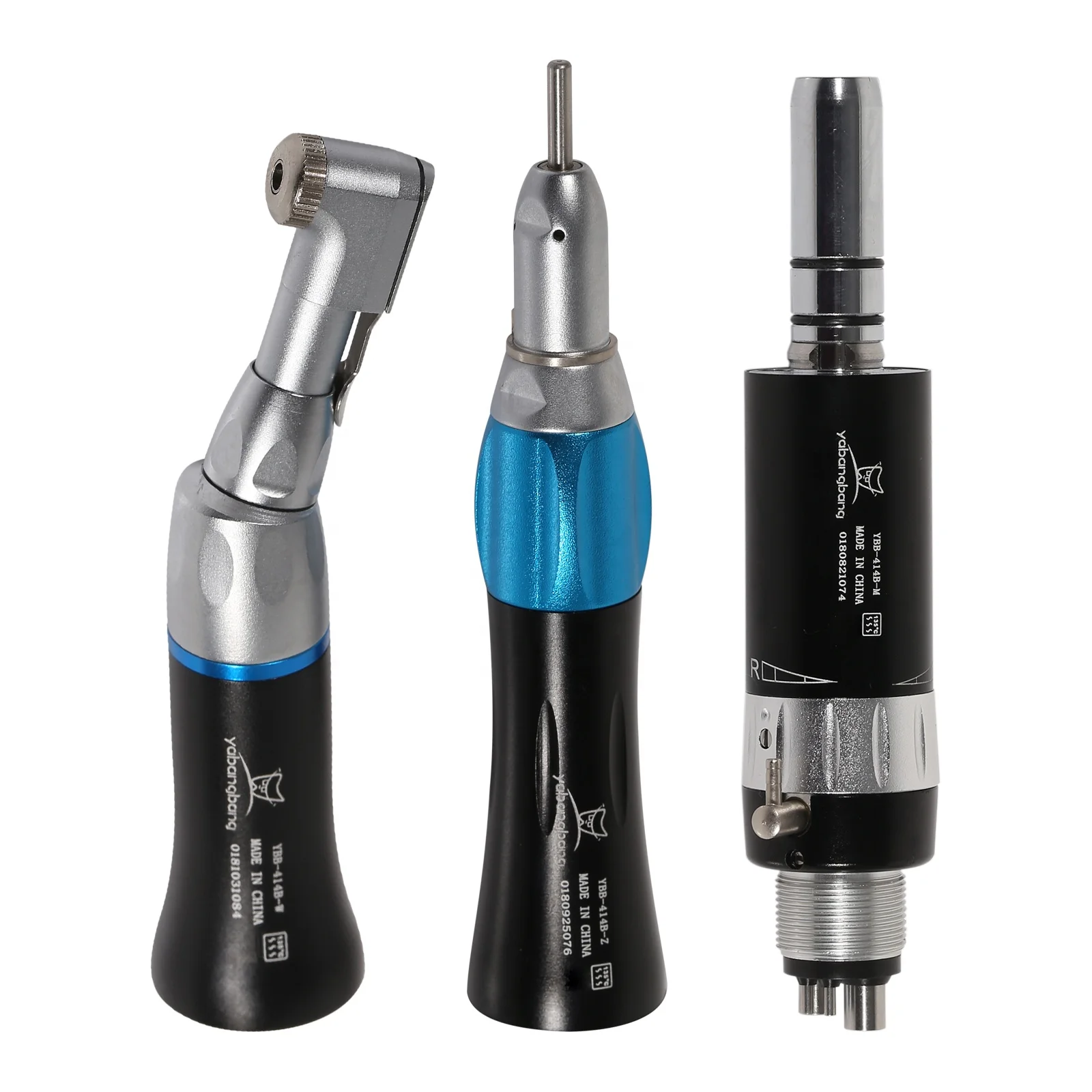 

Hot Sale! Den tal Low/Slow Speed Handpiece 4-Hole Contra Angle Straight Nose Cone E-type Air Motor Black Kit fit N-S-K