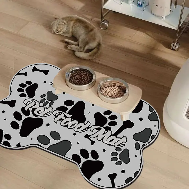 VIKAMA Non-Slip Diatomite Dog Mat, Waterproof Pet Feeding Floor Mat, Anti-Dirty Absorbent Mat for Home Kitchen