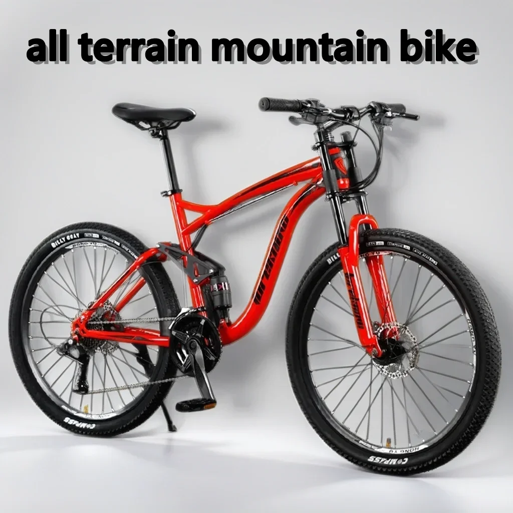

24/26 дюймов MTB полная подвеска для гонок по бездорожью двухдисковый мягкий хвост горный велосипед из углеродистой стали с регулируемой скоростью скоростной спускной велосипед
