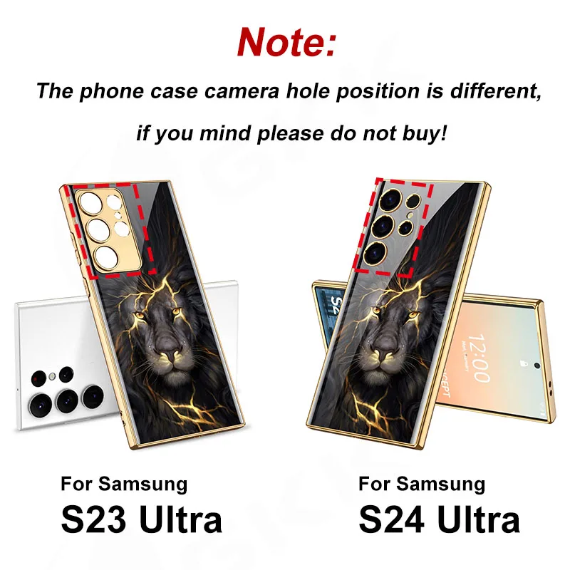 Malowane etui z hartowanego szkła do Samsunga Galaxy S24 Ultra, luksusowa powłoka, miękkie krawędzie, ochronne etui na Galaxy S24 Ultra. — zdjęcie 3
