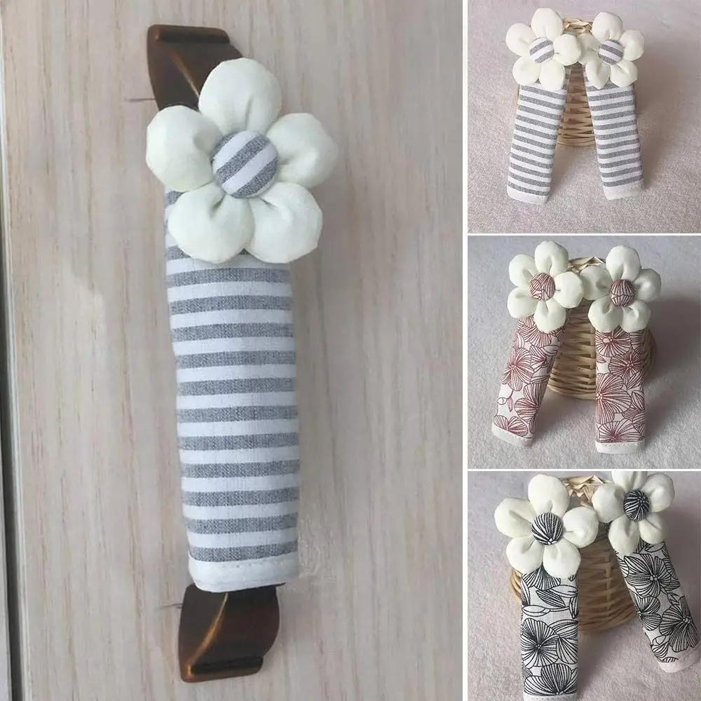 Floral Flower Handle Cover Anti-Static Soft Refrigerator Handle Covers Thicken Dust Proof Door Knob Covers Living Room