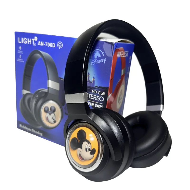 Disney Cartoon Bluetooth Headphones, Mickey Minnie HIFI Sound Wireless Earphones, 360° Stereo Decompression Headset, Kids Birthd