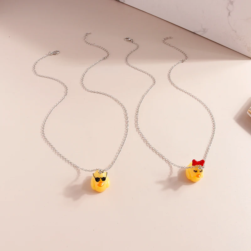 Aihua Neue 3D Cartoon Gelbe Ente Halskette für Frauen Kinder Tier Bowknot Sonnenbrille Ente Halskette Alles Gute Zum Geburtstag Schmuck Geschenke – Detail 5