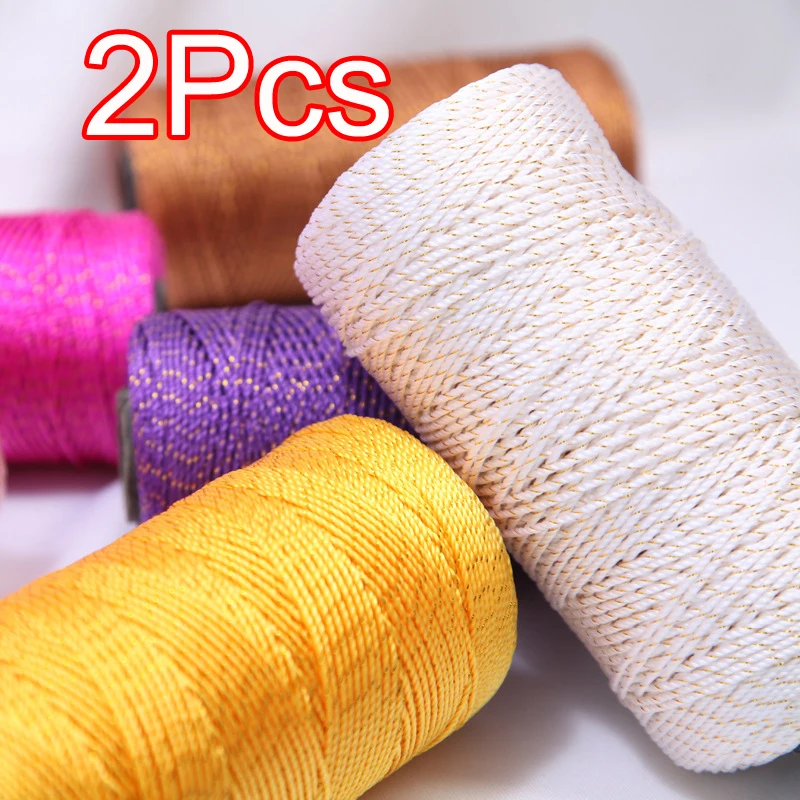 2Pcs Crocheting yarn Summer Polyester Thread cool ice Crochet Yarn For DIY Crochet mat bracelet Bag dress Hat shoes amigurumi view 3