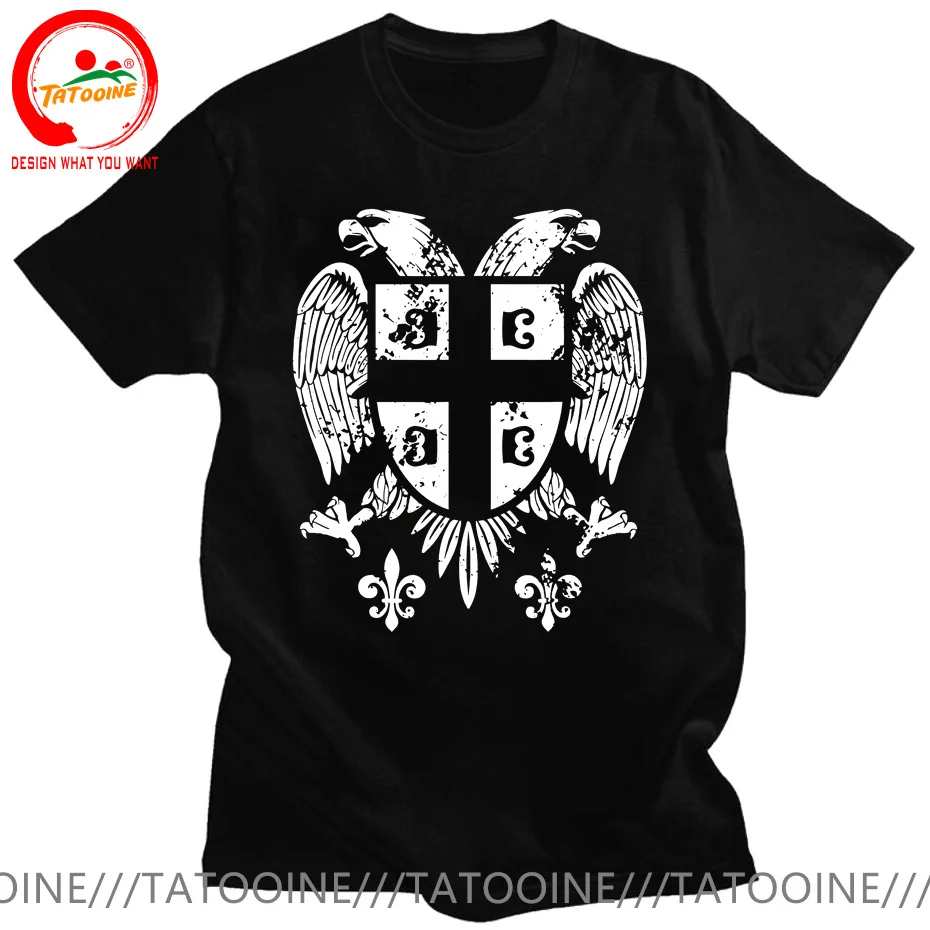 Gold Limited Edition Serbian Double Headed Eagle T Shirt Male Serbia Coat of Arms Fan Men T-Shirt Casual Cotton O-Neck T Shirts