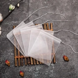 1000pcs Disposable Tea Bags Transparent Nylon Teabags Empty Tea Bags with String Heal Seal Tea Infuser Filter Bag for Spice Herb