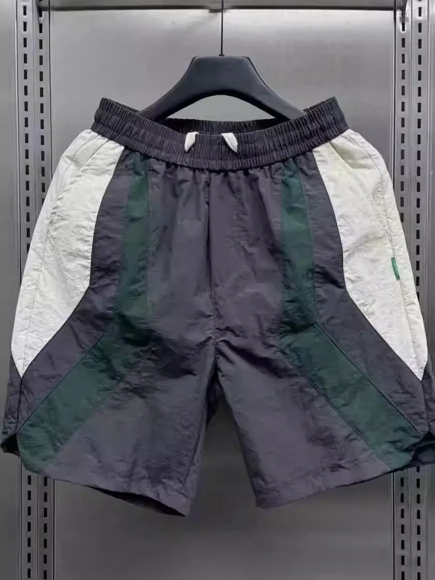 

Легкие летние новые мужские шорты с быстрым высыханием, свободного кроя, пятидюймовые, пляжные, рабочие, в стиле колор-блок, спортивные, повседневные брюки