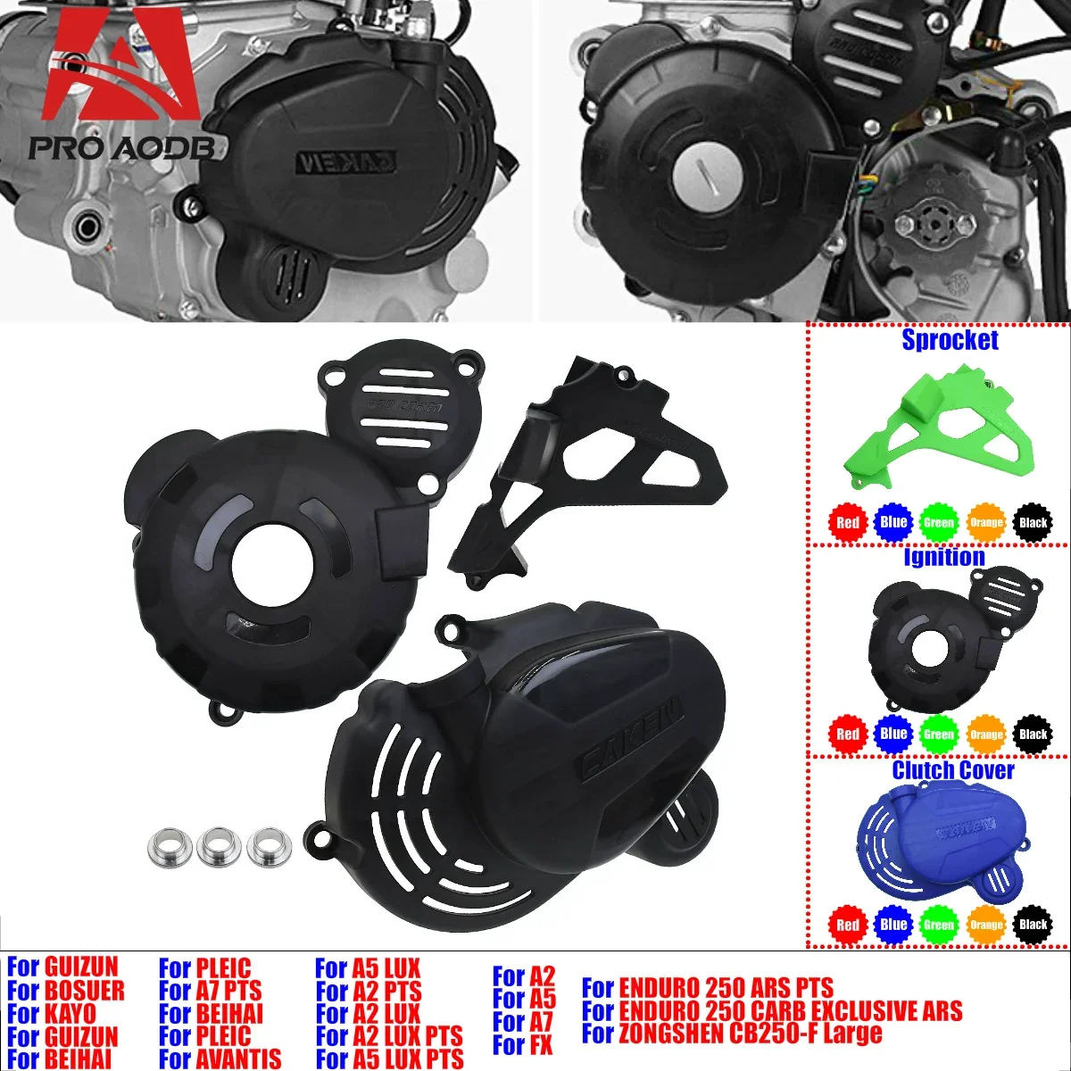 For ZongShen Motorcycle CB250F ZS172FMM-3 Engine KAYO MOTAX MXR Durable Engine Clutch Guard Water Pump Cover Ignition Protector