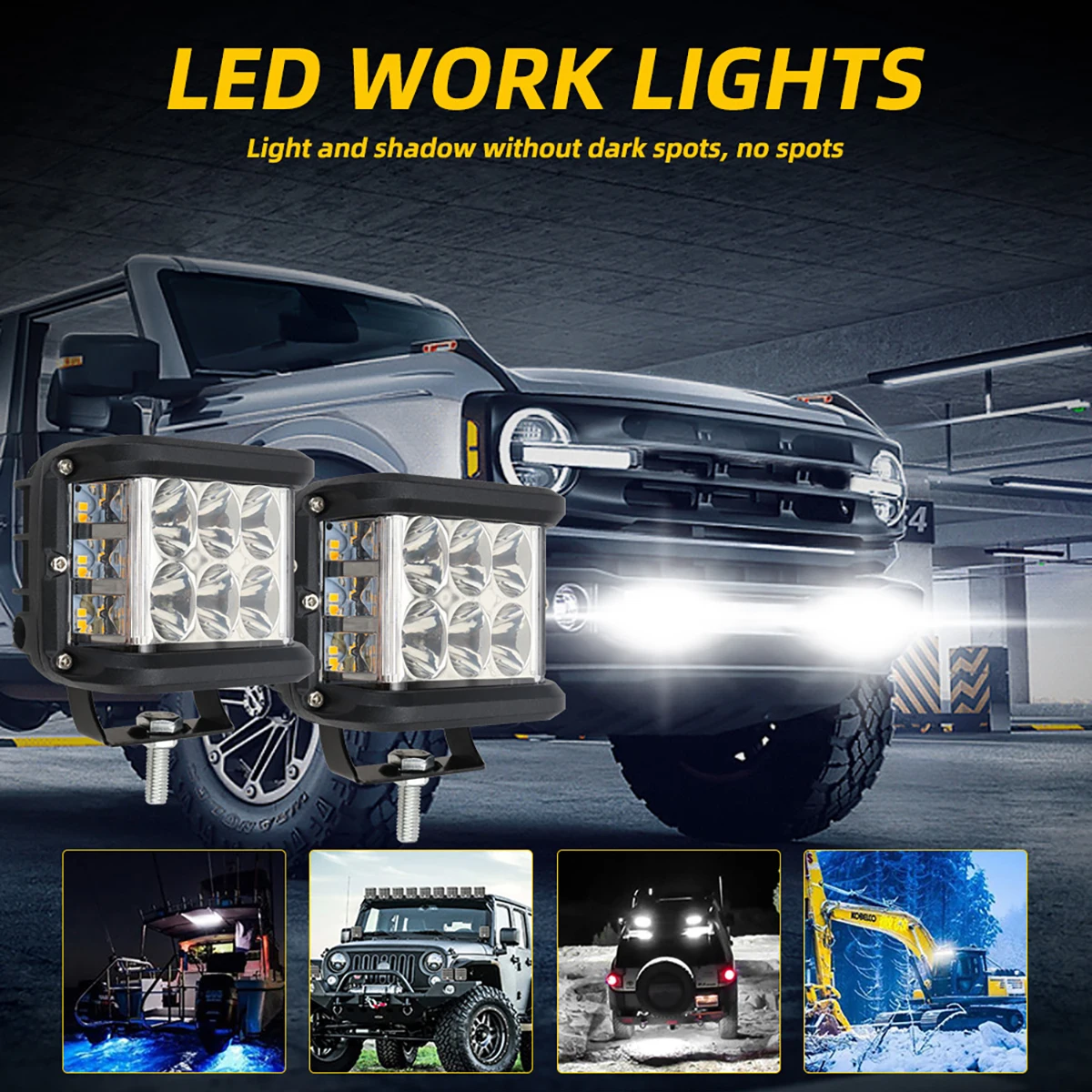 

1/2 PCS 12-24V LED Car Flash Working Light 3030 LED Chip Multi-Color Strobe Light IP67 Waterproof Warning Light For Waggon Truck