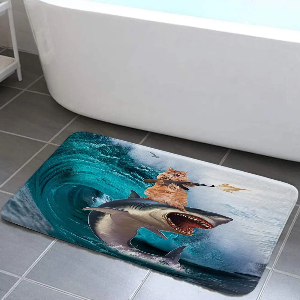 Shark Rugs Marine Theme Entrance Door Mat Carpet Ocean Sea Animal Bathroom Mats Sea Underwater World Home Living Room Floor Mat