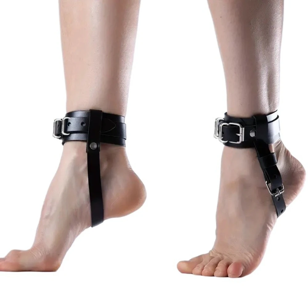 

Women Adjustable Black Ankle Harness with Buckle PU Leather Ankle Harness Fetish Erotic Fashion Nightclub Clothing Accessories