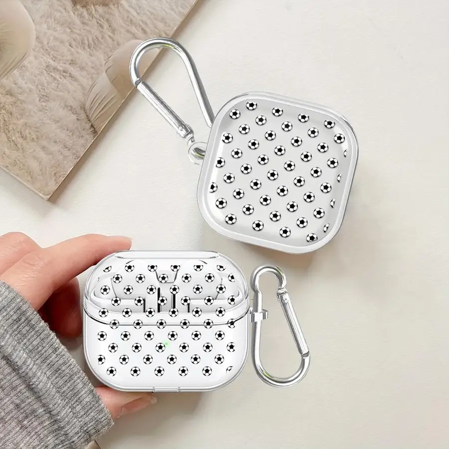 Clear Earphone Cases Cover Case For Samsung Galaxy Buds Live 3Pro 3 FE 4 Pro 2 4Pro Football Allover Print