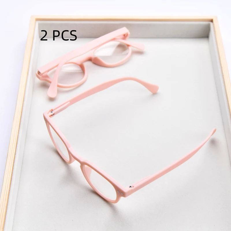 2PCS Anzug Lesebrille Runde Männer Frauen Klassische Retro Brillen Rahmen Vintage Einfachen Stil Orange Blau Rahmen Mode Gefälschte auge – Detail 3