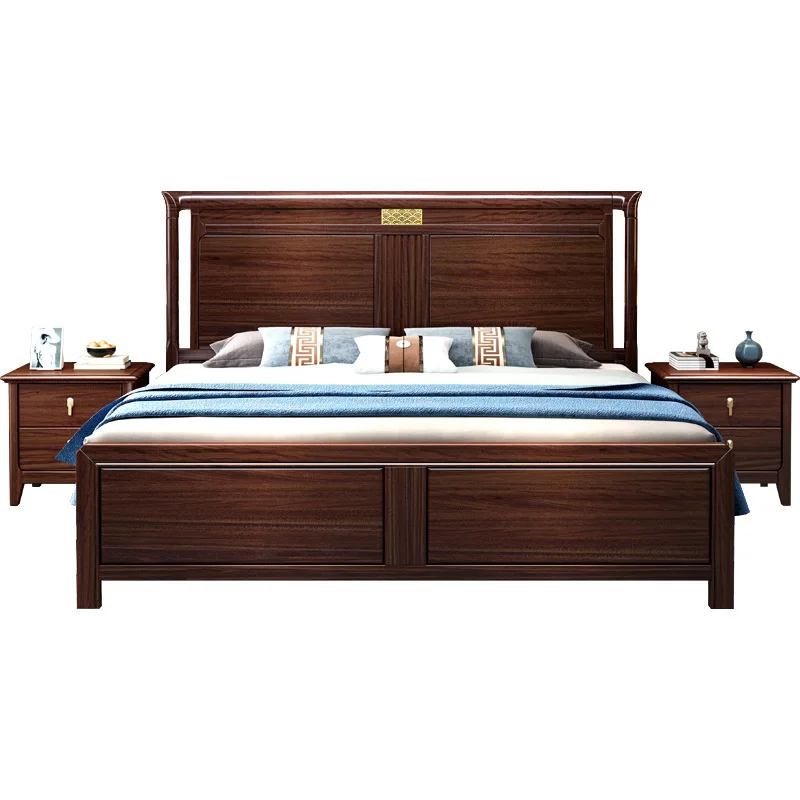 

Ebony solid wood bed 1.8 meters modern simple double bed