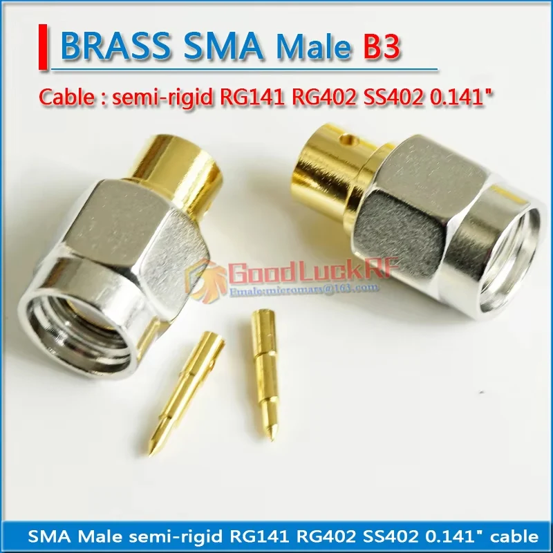 New High-quality Connector SMA Male Solder for semi-rigid RG402 0.141\