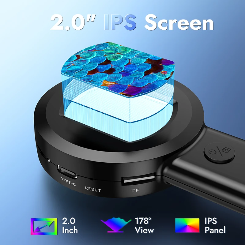 Hayve 2‘’ Digital Microscope 100X Zoom Magnifying Glass with Light Coin Magnifier with 2 Color Light Mode Windows/Mac Compatible