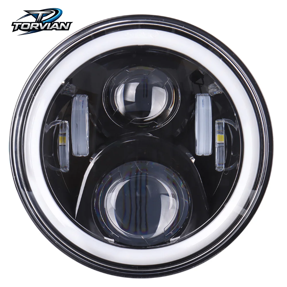 Torvian 7 Inch LED Motorcycle Headlight DRL High Low Beam IP67 Waterproof Front Lamp With Turn Signals