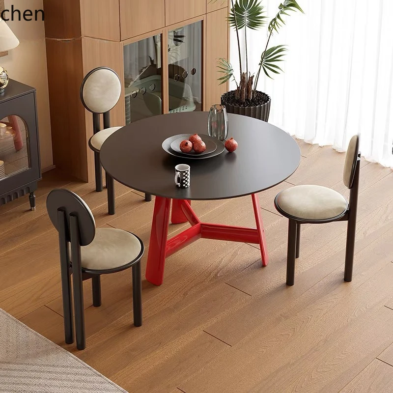 

PYH High-End Solid Wood Rock Plate Dining Table Round with Turntable Household Plate Round Table