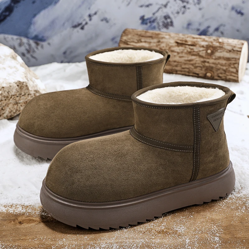 Botas de nieve con plataforma para hombre y mujer, botines informales sin cordones, de felpa, cálidos, de algodón, para amantes clásicos, novedad de invierno