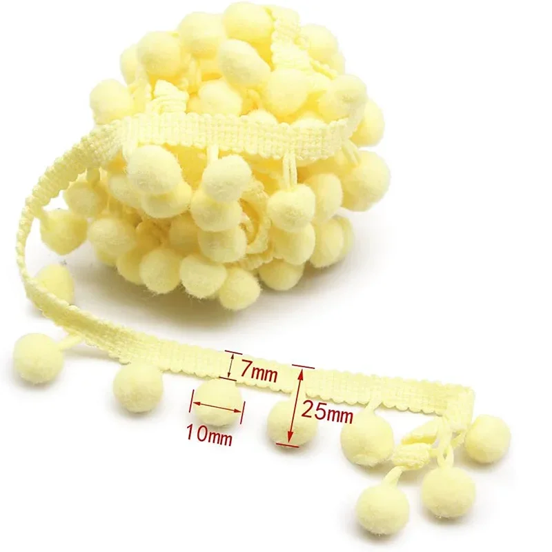 Boule de garniture en dentelle pompon, 20 mètres, ruban de garniture à franges pompons, tissu tricoté, dentelle faite à la main, accessoires de bricolage