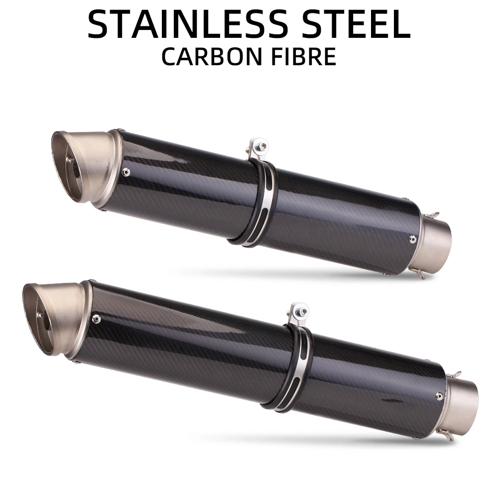 

51mm - 60mm Exhaust Pipe Motorcycle Titanium Carbon Fiber Motorcycle Exhaust Muffler For R7 R3 Mt03 zx6r z900 Zx10r MT07 XSR900