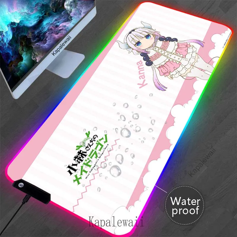 

LED Colorful KANNA Large Mouse Pad RGB Gamer Mousepad Locking Edge Mouse Mat Rubber Waterproof Table Pads Keyboard Mat 900x300mm