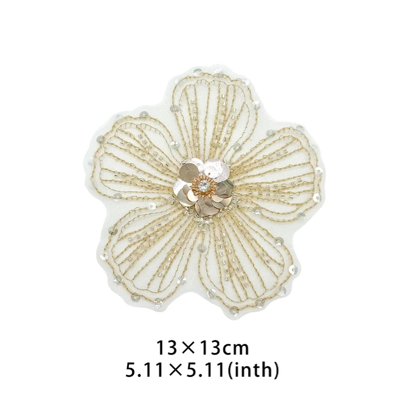 Organza embroidery applique sequins beaded flower cloth applique corsage DIY wedding dress dress clothing accessories