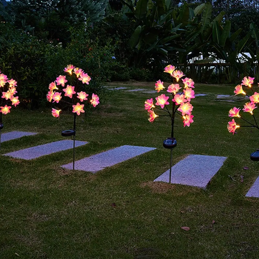 Lámpara de pie Solar de flores enchufable creativa, lámpara de césped de paisaje simulada impermeable, luz LED cálida, luces de jardín, patio, camino de césped