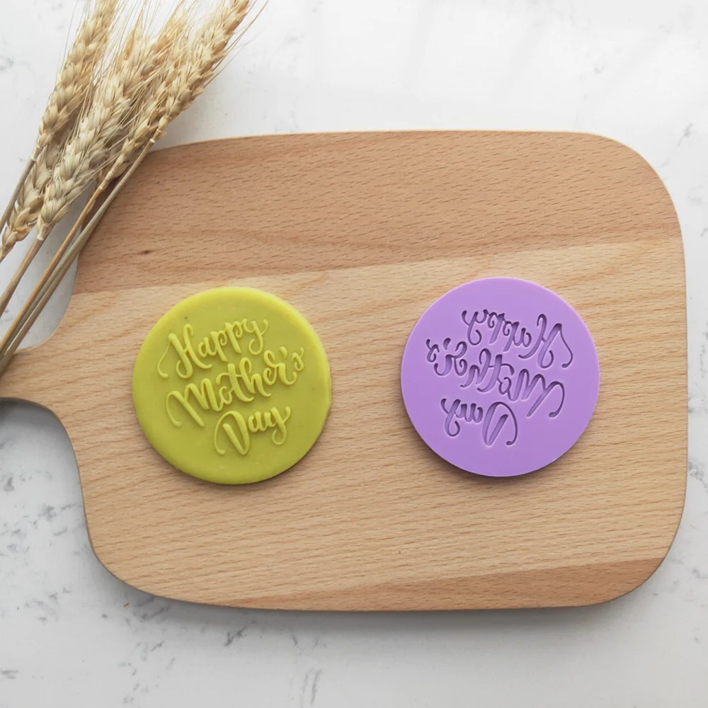 Happy Father\'s Day Biscuit Mould Mothers\'s Day Acrylic Cookie Stamp Embossed Mold Fondant Sugar Craft Bake Cake Decorating Tools