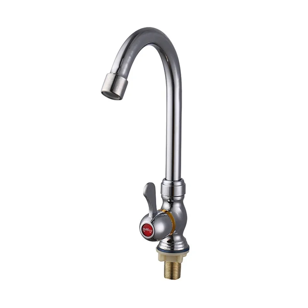 High Quality New Practical Kitchen Faucet Sink Mixer Taps Single Lever Swivel Spout Chrome Cold Water Tap Kitchen Accessories
