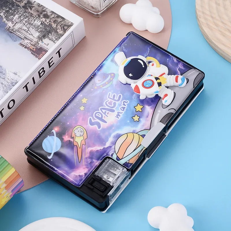 Large Capacity Pencil Case Multi-Functional Pencil Box Astronaut/Animal Design Stationery Storage Box Stationery Organizer