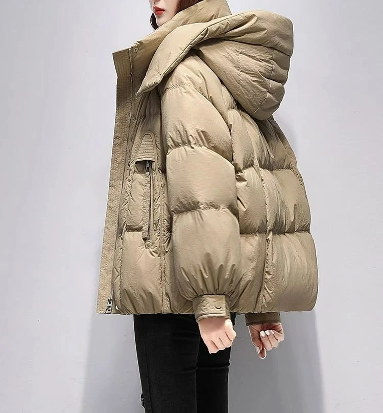 

2025 New Cotton Jacket Winter Short Hooded Coat Thickened Warm Cotton Padded Jacket Slim Fit Versatile Outerwear