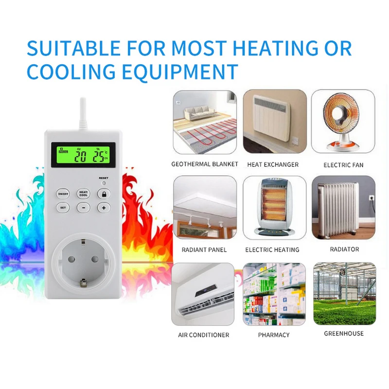 Programmable Wireless Smart Temperature Controller Household Thermostat Socket Adjustable Digital Thermostat EU/US/UK Plug