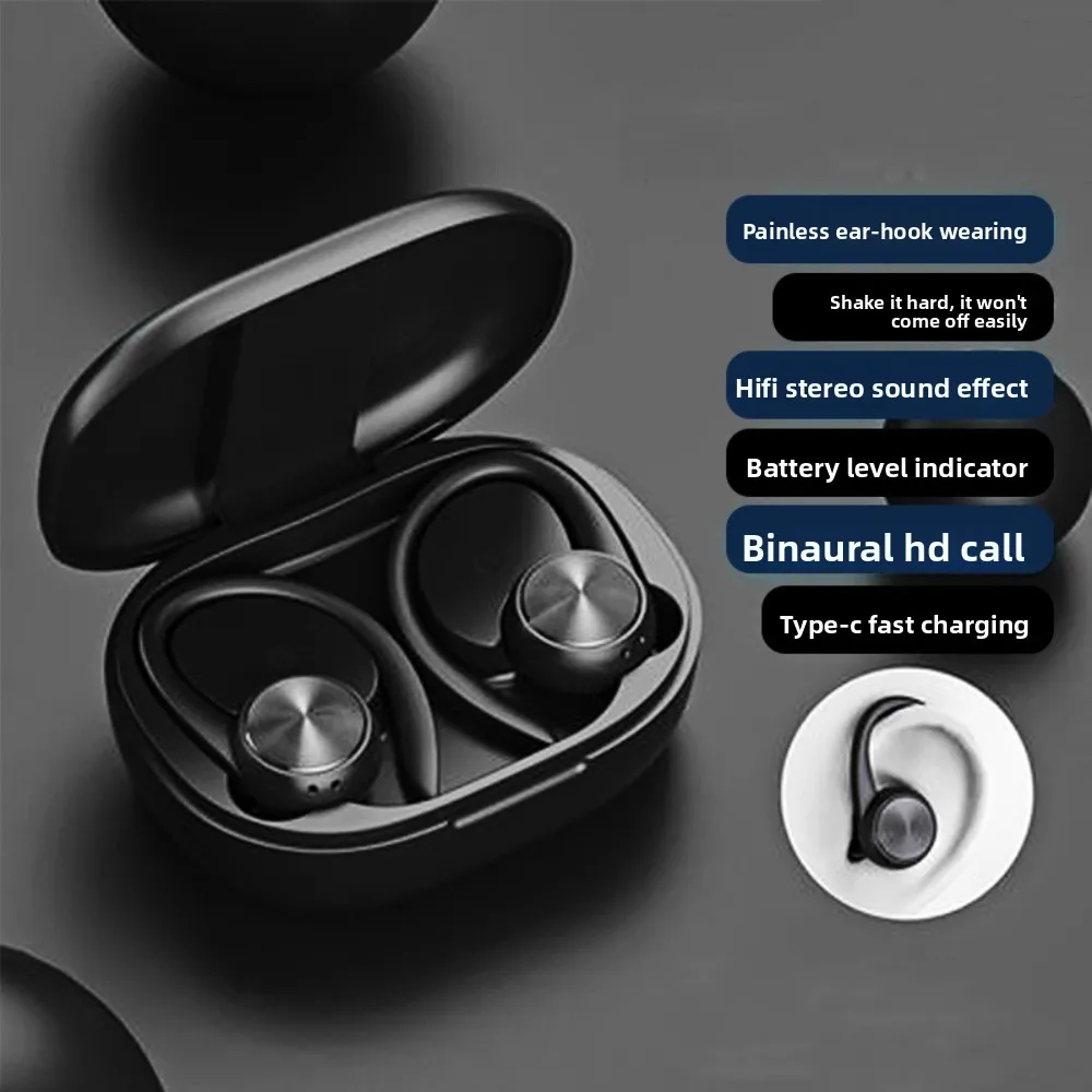 

Hook-on Wireless Bluetooth Earphone Digital Display Stereo Wireless Earphones HiFi Portable Bluetooth Headset Listening Music