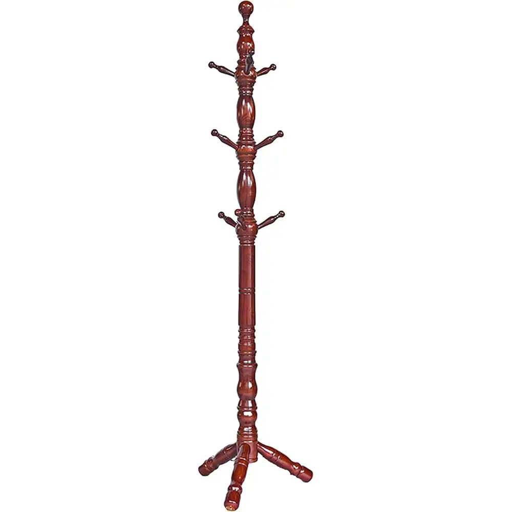 

Деревянная вешалка на 9 крючков, напольная стойка для головных уборов, пальто и сумок, цвет рисовый белый, 45x45x185 см