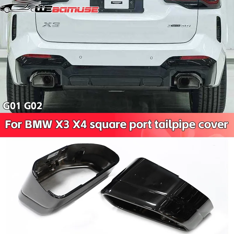 

For BMW X3 G01 X4 G02 M Sport Square Exhaust Tailpipe Cover Stainless Steel Muffler Decorative Nozzle