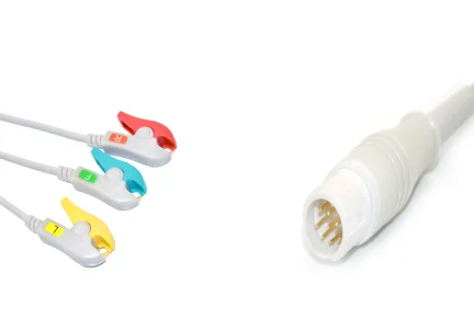 Compatible ECG Cable 989803143171, 12 Pin 3 Lead Direct Connect with Grabber End