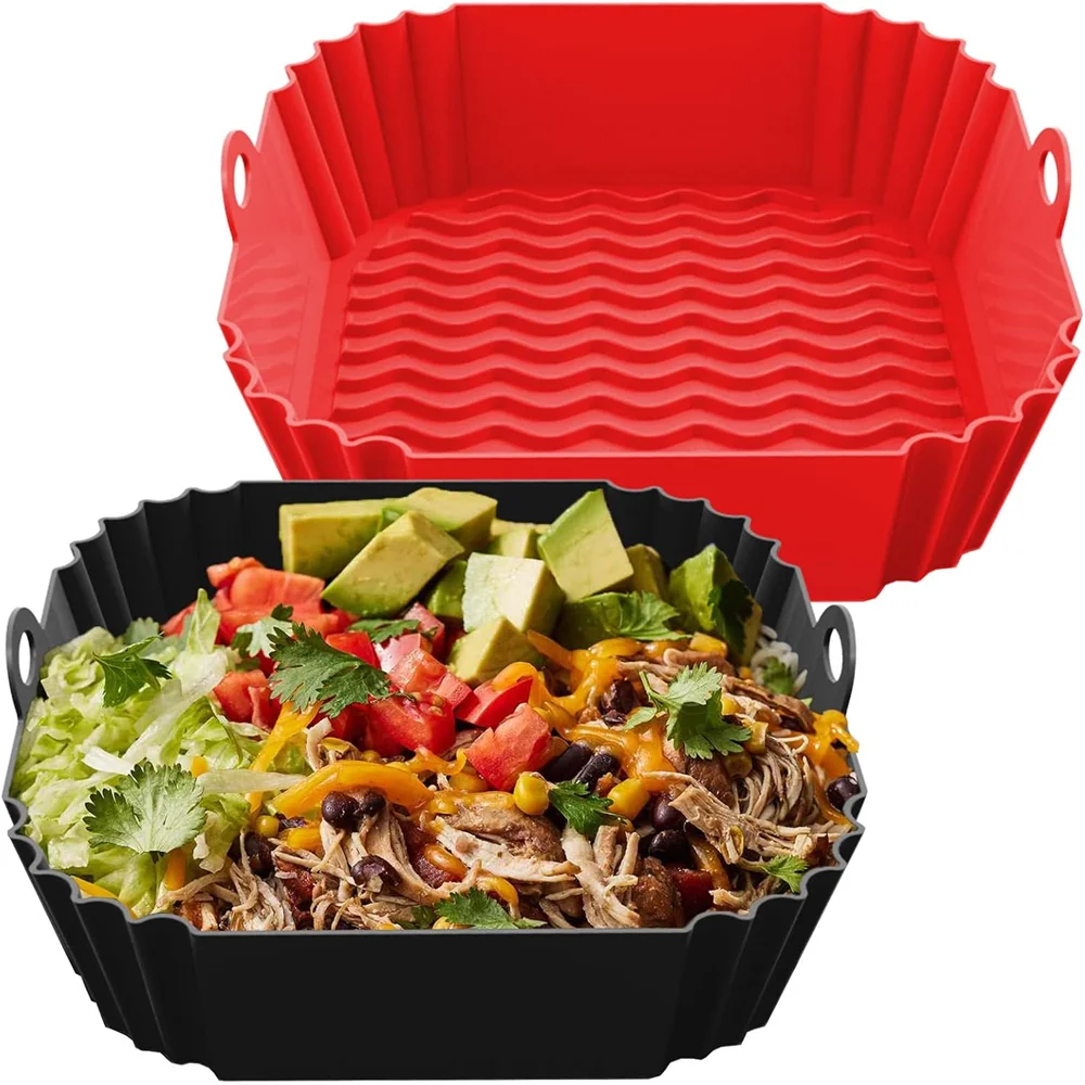 Square Silicone Air Fryer Mats Suitable for 4-7 Quart Ovens , Reusable Non-Stick Sheets Compatible for Air Fryers