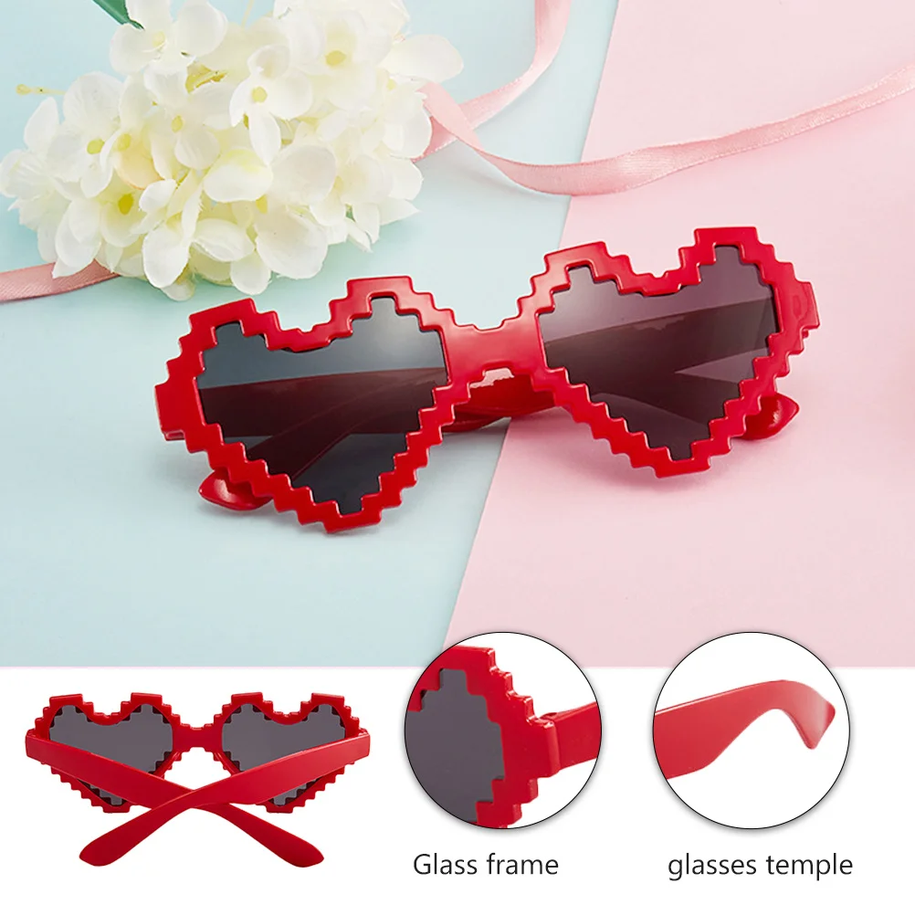

4Pcs Love Shaped Heart Glasses Mosaic Party Photo Props Funny Gifts for Couples Teen Adults Festival Accessories