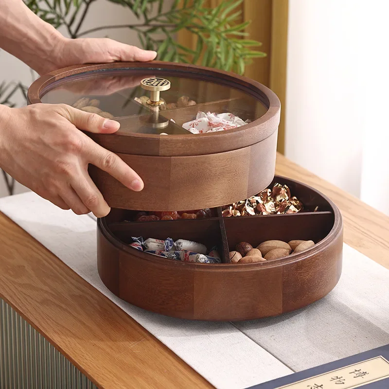 Caja de dulces de madera moderna, contenedor cuadrado de alce, Dim Sum, fruta seca, plato de almacenamiento de postre, compartimento para el hogar,