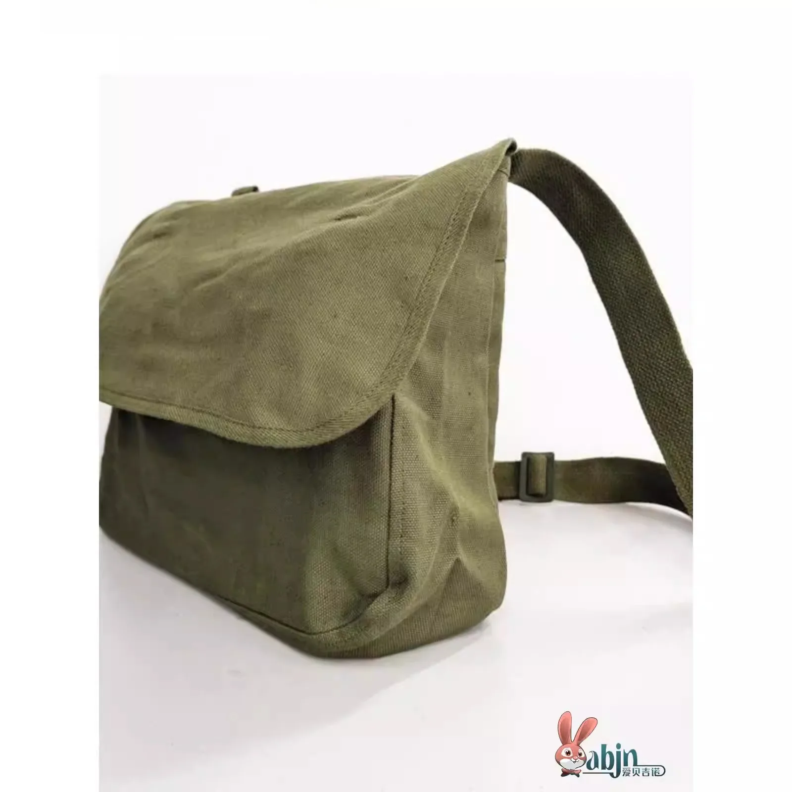 Retro Military Green Canvas Single Shoulder Bag Men's Casual Crossbody Bag Nostalgic Style Leather Goods/Hot Sell Men's Bag