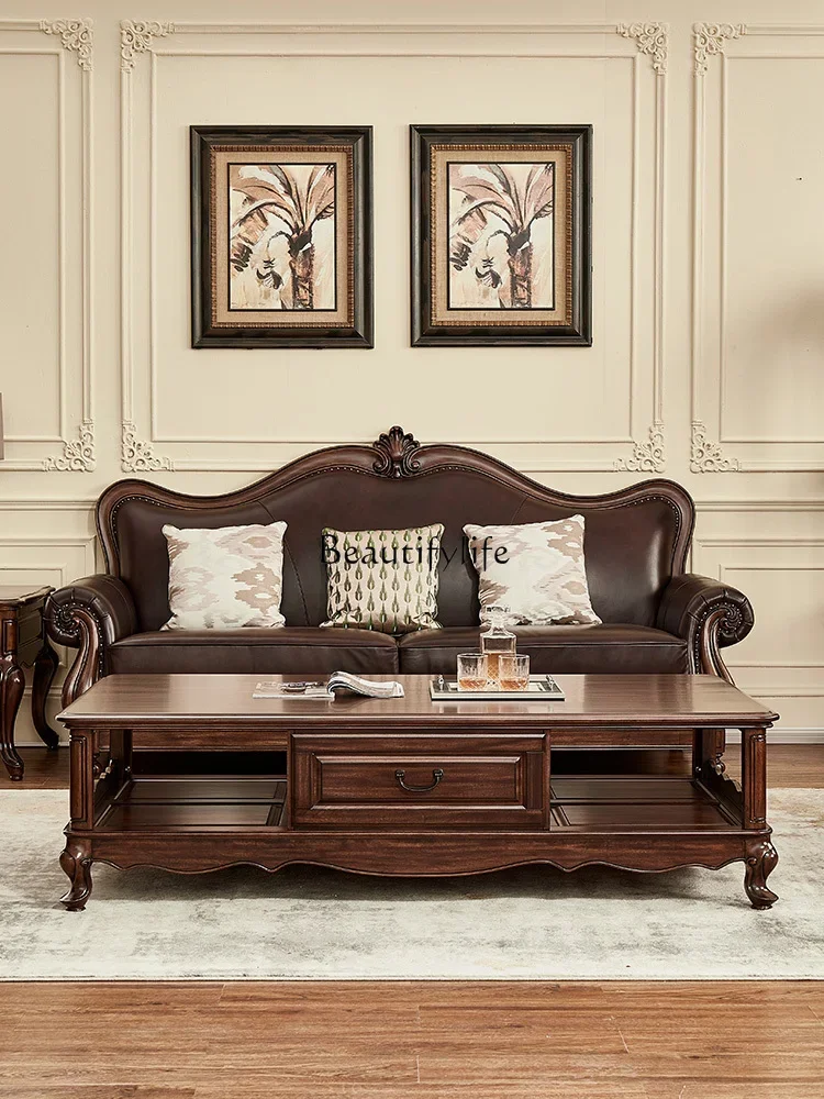 

yj5 All Solid Wood American Rectangular Coffee Table Black Walnut High-Grade Living Room Furniture