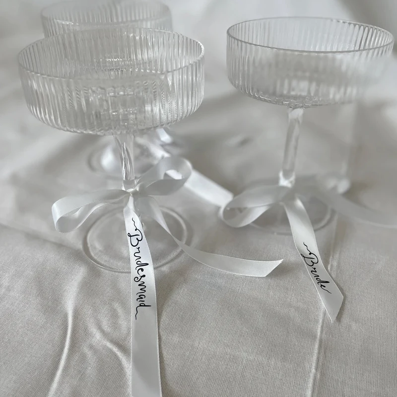 

Bridesmaid Bride Bow Wedding Drink Tag Bridal Shower Bachelor Party Champagne Glass Ribbon Decoration Supplies Bride To Be Gift