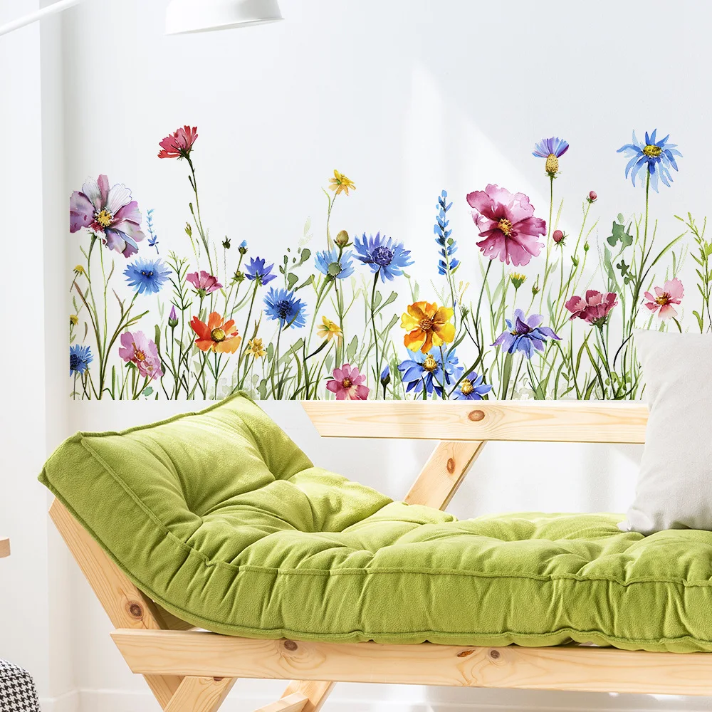 Flower Decorative Vinyl Tile Wall Sticker For Gir Room Decor Adhesive Wallpaper Furniture Sticker Wall Decor Bedroom Accessories